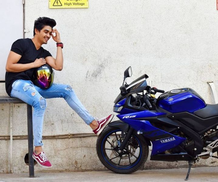 Aditya Khurana with his Yamaha Bike