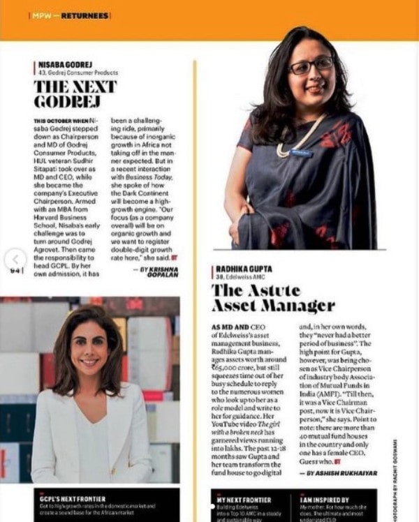 An article on Radhika Gupta published in Business Today magazine