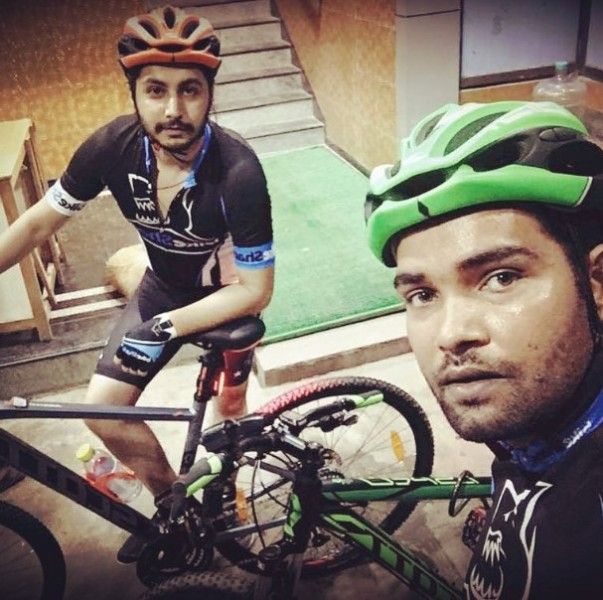 Arjuna Harjai on his scott bike