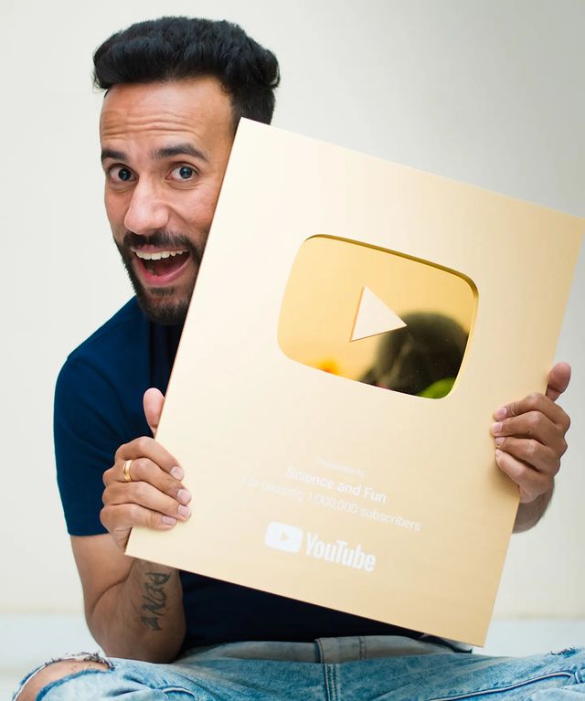Ashu Ghai with his Gold Play button