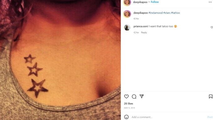 Deepika Khanna got the stars tattooed on her chest