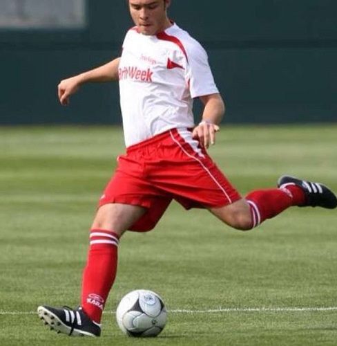 Ed Westwick playing soccer