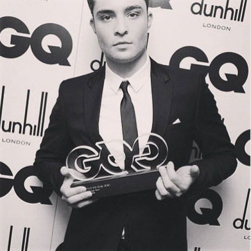 Ed Westwick with his GQ award