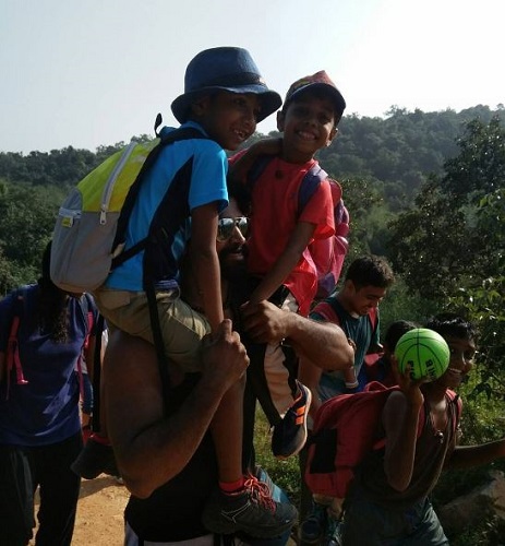 Giridharan on a trek with his students