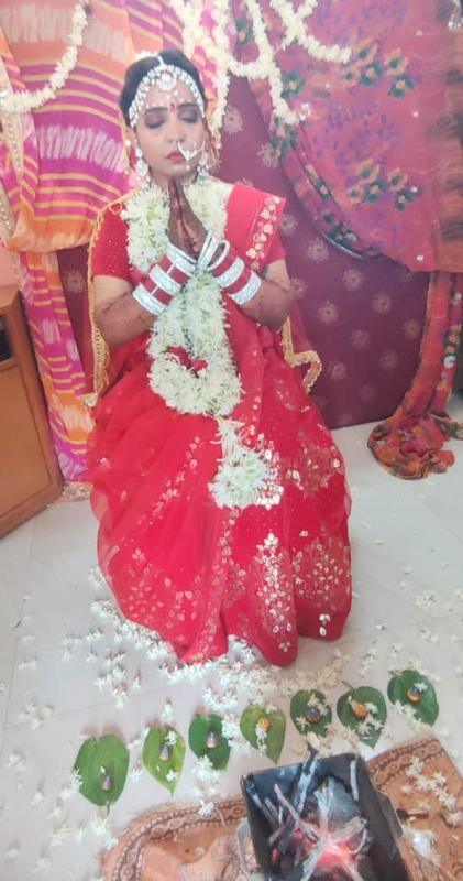 Kshama Bindu performing her wedding rituals at her residence on 8 June 2022