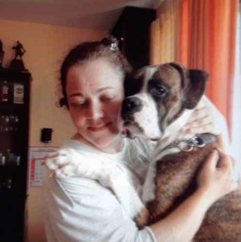 Mandakini with her pet dog