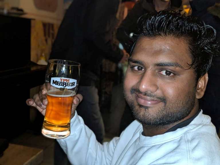 Mithilesh Backpacker enjoying Beer