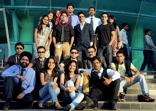 Naveen Pandit with his co-employees at Infosys