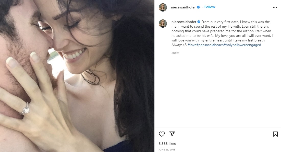 Niece Vaidhofer's Instagram Post About Their Engagement