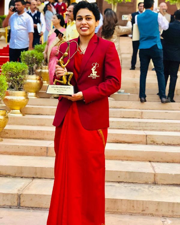 Pooja Dhanda with her Arjuna Award