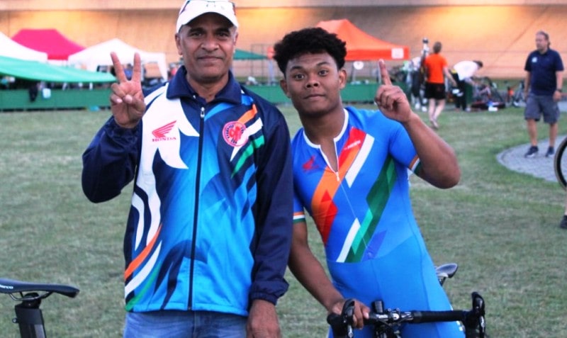 RK Sharma with an Indian cyclist