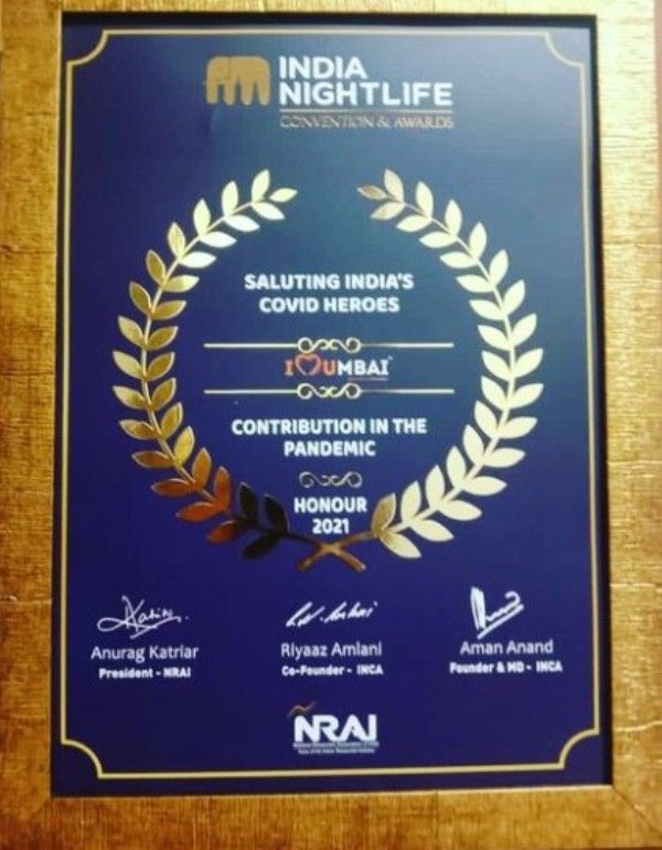 Rrahul Narain Kanal receives hoour by India Nightlife Convention and Awards