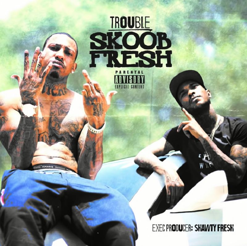 Rapper Trouble on the poster of the music video 'Skoob Fresh'