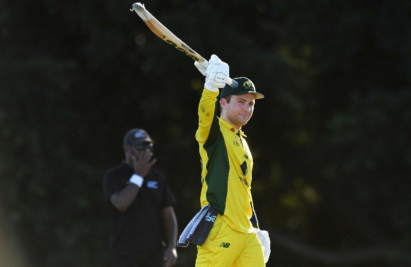 Steffan Nero celebrating his his first century for the Western Australia club