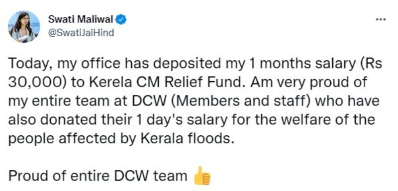 Swati Maliwal's tweet