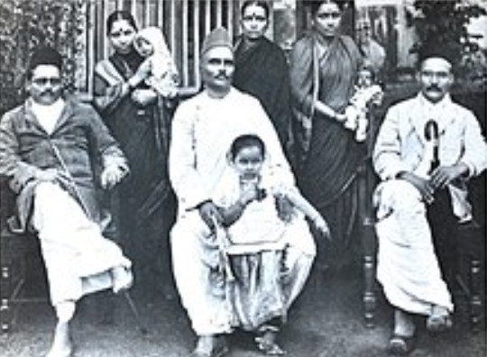Vinayak Savarkar (sitting on the far right) with his brothers and their wives