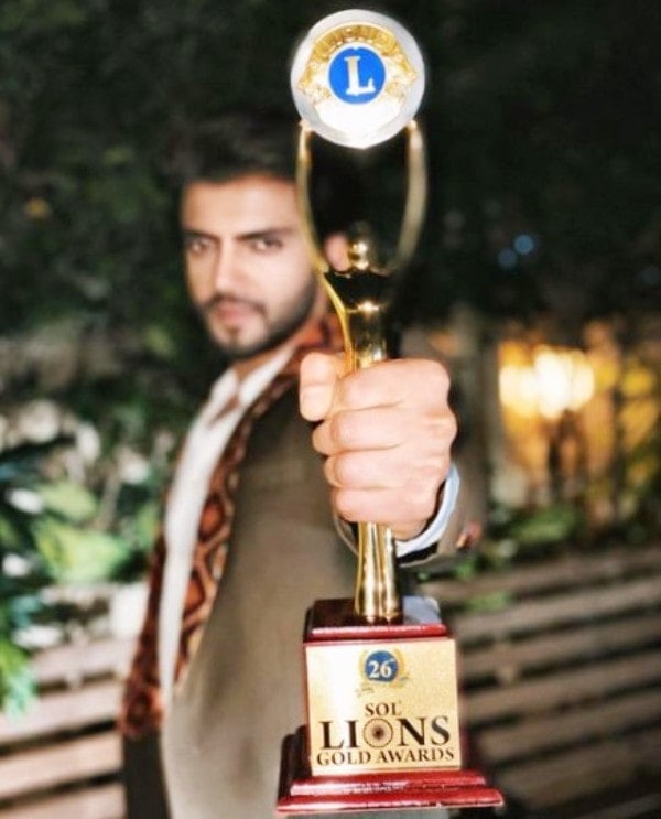 Zaheer Iqbal with his Lions Gold Award