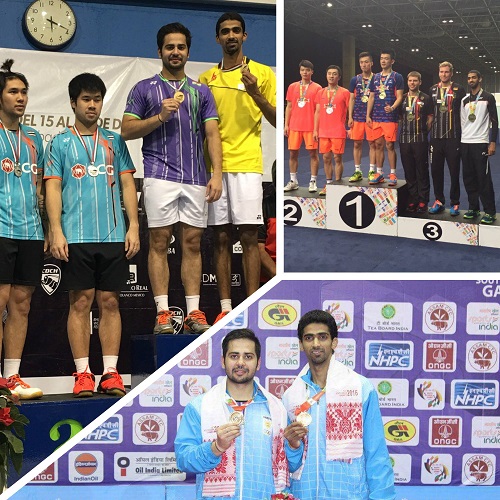 A collage of 'B. Sumeeth Reddy on winning medals