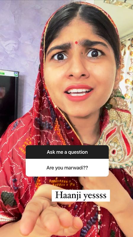 A snip of Chandni Mimic's Q&A on Instagram depicting that she is Marwari