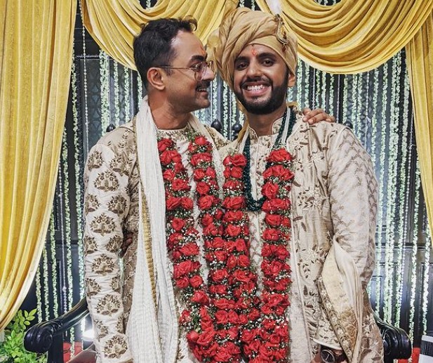 Abhishek Ray (left) with his gay partner (right)