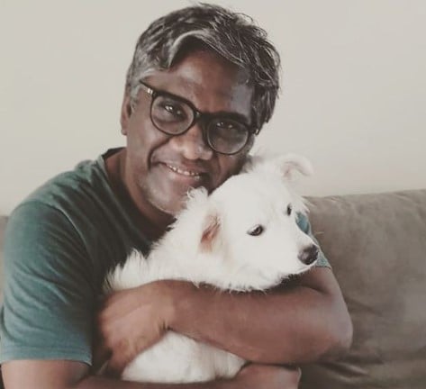 Avinash Das with his pet dog