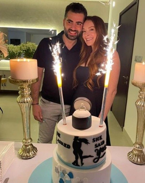 Bader Shammas and his wife celebrate the day of the marriage proposal