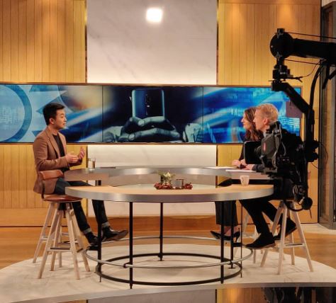 Carl Pei during TV4's morning news show