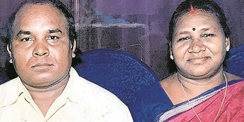 Shyam Charan Murmu with his wife Droupadi Murmu