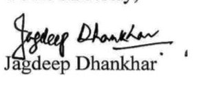 Jagdeep Dhankhar's signature