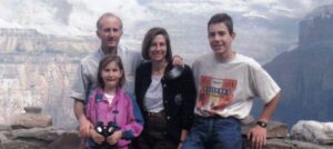 Javier Oliván with his parents and sister in the Ordesa y Monte Perdido National Park