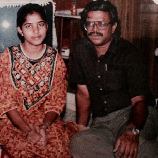 Leena Manimekalai as a youngster with her father