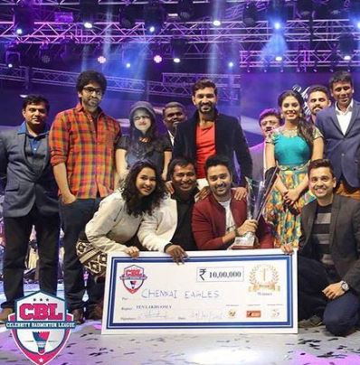 Misha Ghoshal with her team members after winning CBL