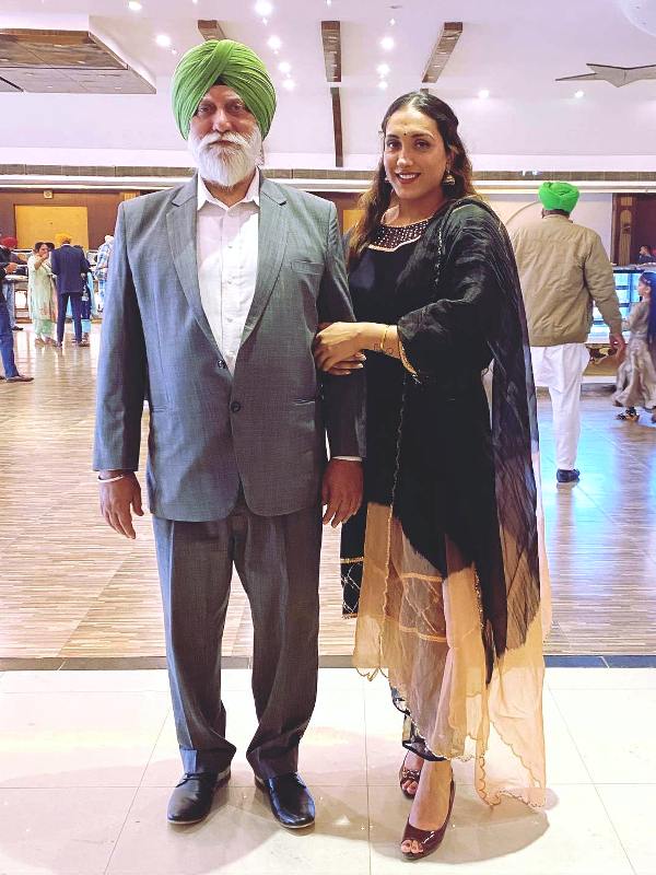 Navjeet Kaur Dhillon with her father
