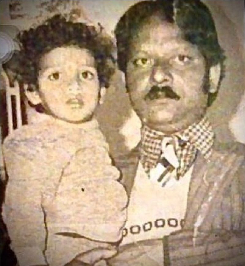 Neetu Chandra as a child with her father