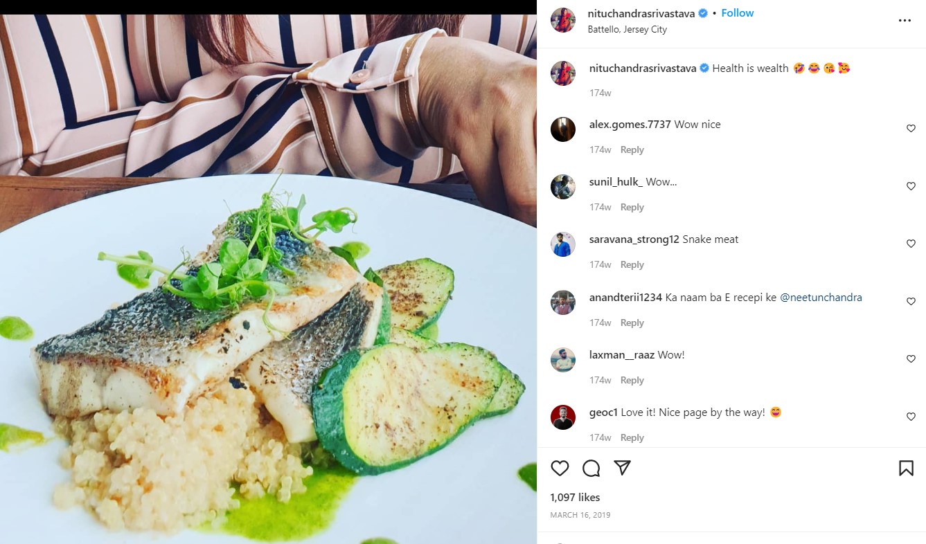 Neetu Chandra's Instagram post about her eating habits