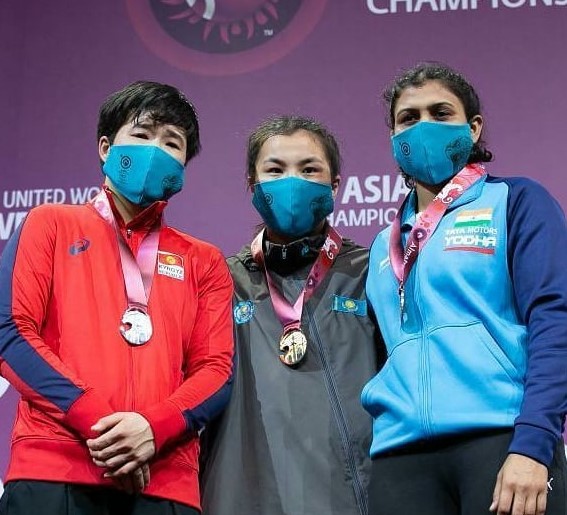 Pooja Sihag after winning Asian Championships