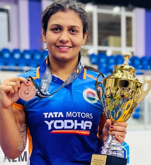Pooja Sihag after winning bronze in 2022