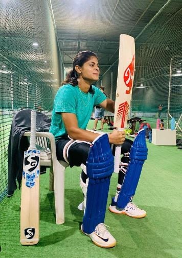 Radha Yadav during practice session