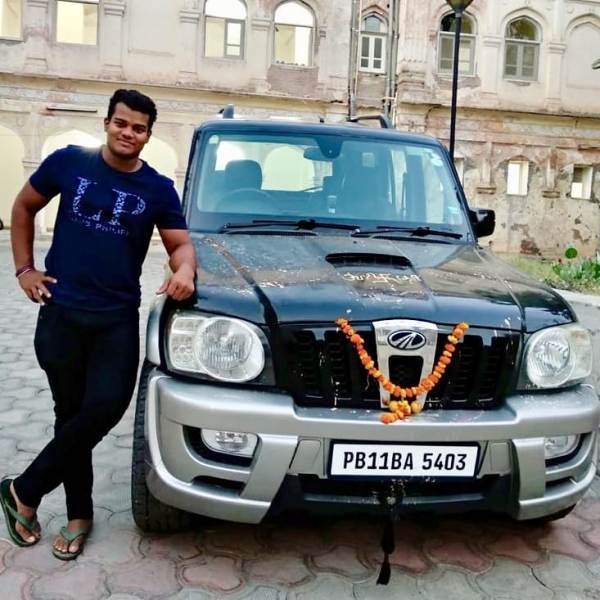 Ragala Venkat Rahul with his car 