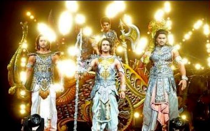 Rohit with the cast of Mahabharat performing in Bali in 2014