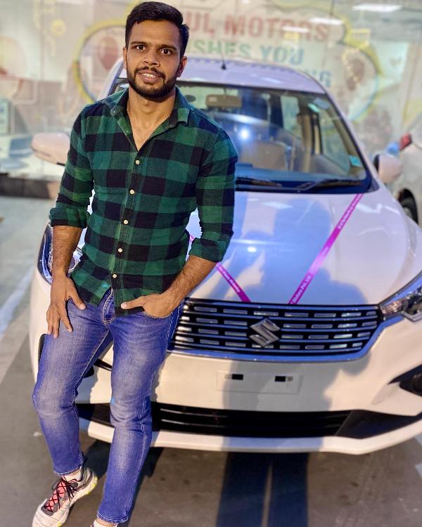 Sagar Narwat with his car 