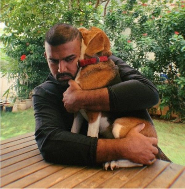 Tharun Bhascker with his pet dog