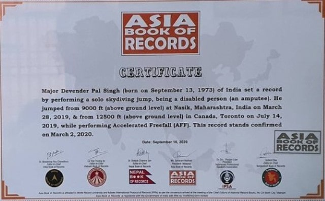 A certificate from Asia Book of Records