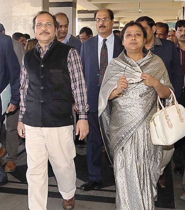 A picture of Adhir Ranjan Chowdhury (left) on his inspection visit to the Nizamuddin Railway Station, in New Delhi