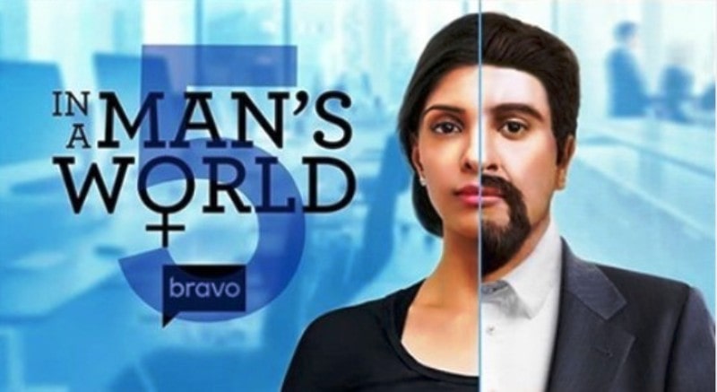 A poster of Shital's film titled In A Man's World