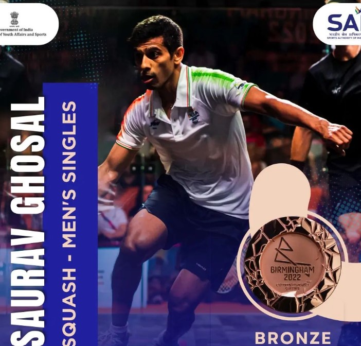 A poster released by SAI after Sourav won bronze medal at CWG in 2022