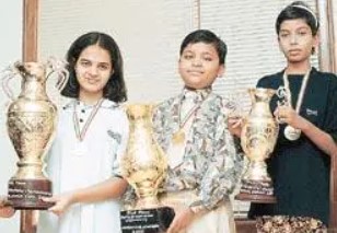 A young Tania Sachdev with her trophy