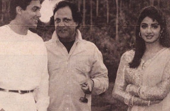 An old picture of Saawan Kumar Tak with Salman Khan and Sridevi