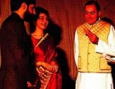 Anand Sharma and his wife meeting with Rajiv Gandhi