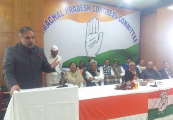 Anand Sharma while attending a Himachal Pradesh Congress Committee conference